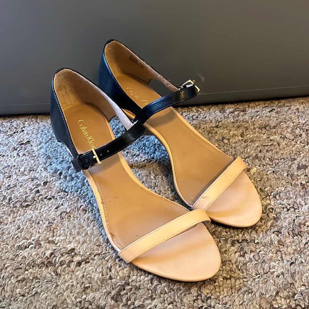 Calvin Klein Black and Tan Heels